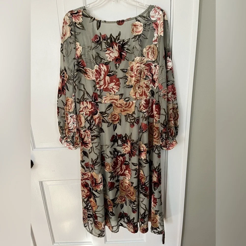 NWOT SOFT SURROUNDINGS Uma Floral Burnout Midi Dress PL Cottagecore Boho - Picture 3 of 15